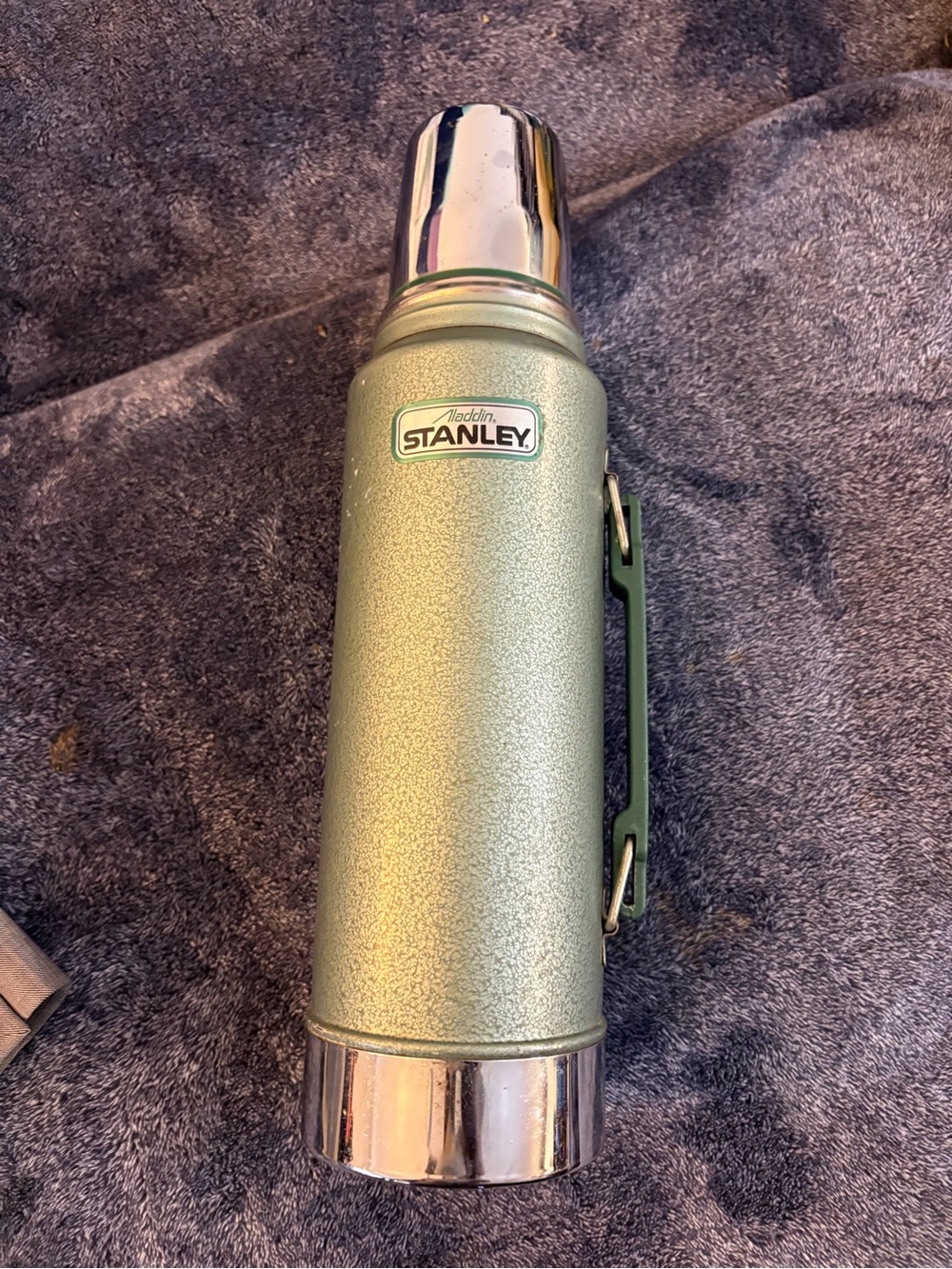 Stanley Olive Green Vacuum Flask with Chrome Accents